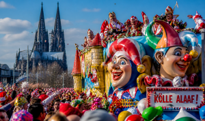 Ein Fotio vom Kölner Karenvak, im Hintergrund der Kölner Dom.